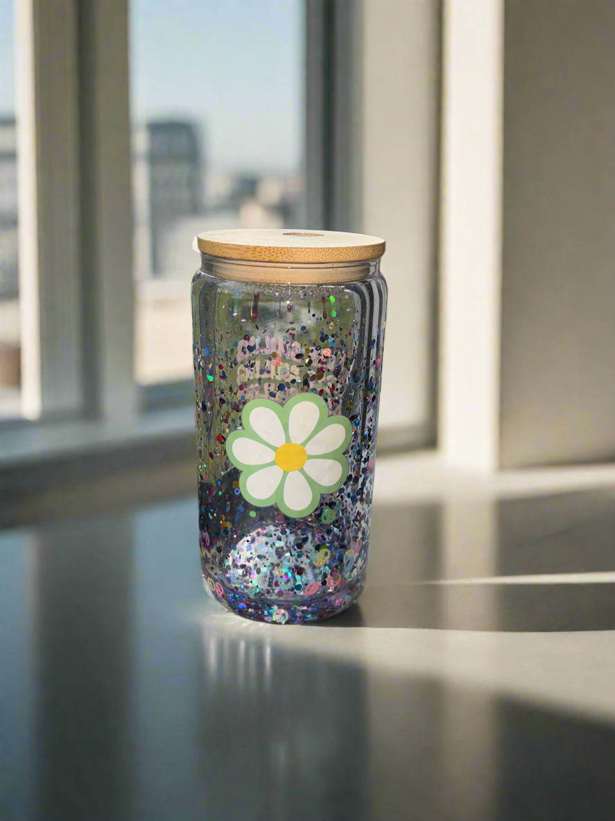 Keep smiling Flower Glass cup